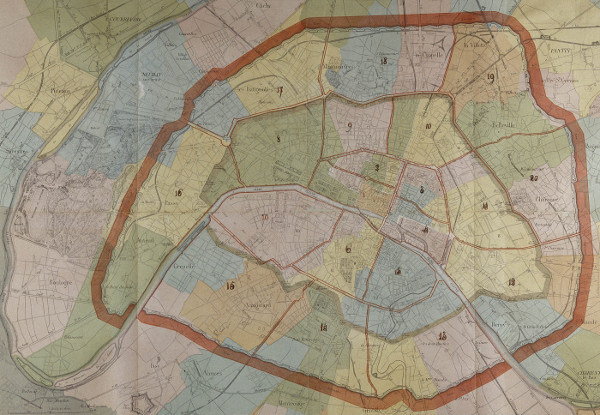 L'extension des limites de la Ville de Paris à compter du 1er janvier 1860. 3Fi135 (détail)