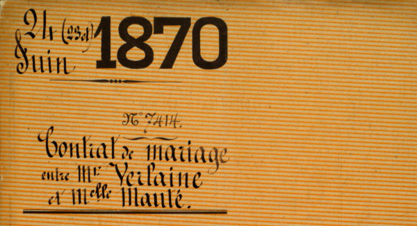 Contrat de mariage de Verlaine. 24 juin 1870.