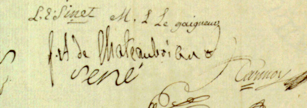 Acte de vente à Chateaubriand. La Vallée-aux-Loups , Chatenay-Malabry. 1810. 3E/SCE_349 (détail)