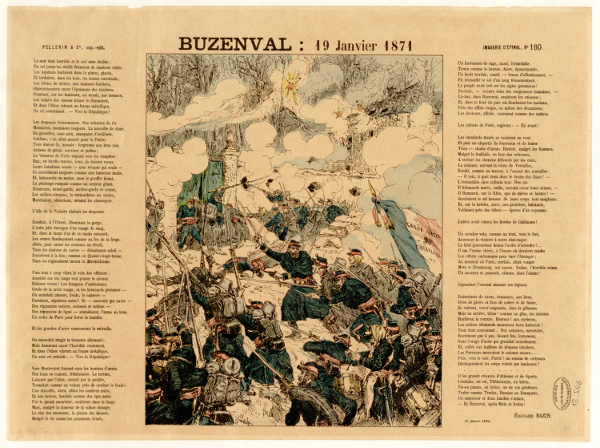 Buzenval : 19  janvier 1871. Imagerie d’Epinal n° 180 et poème d’Edouard Bazin daté du 19 janvier 1894. 2Fi7/6