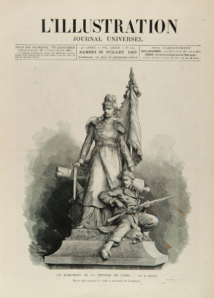 Le monument de la Défense de Paris par Barrias. L'Illustration, 28 juillet 1883. 398PEG51