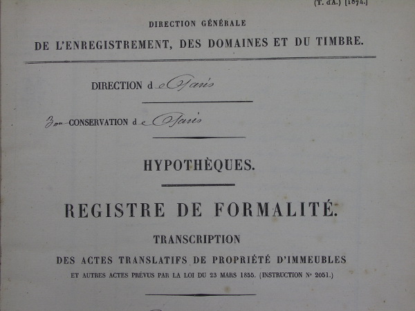 Registre de formalité, transcription.