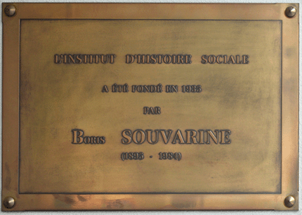 Plaque Institut d'Histoire Sociale